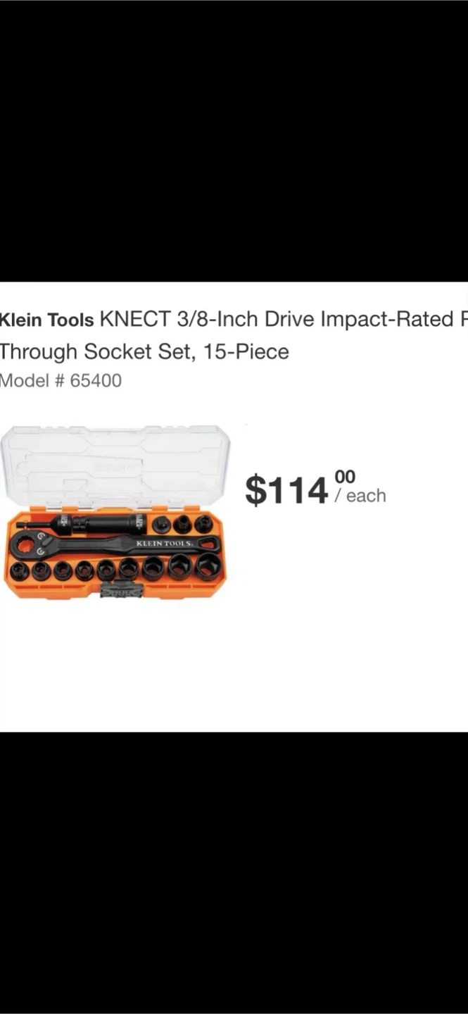 Klein Tools 15-Piece Impact-Rated Pass-Through Socket Wrench Set