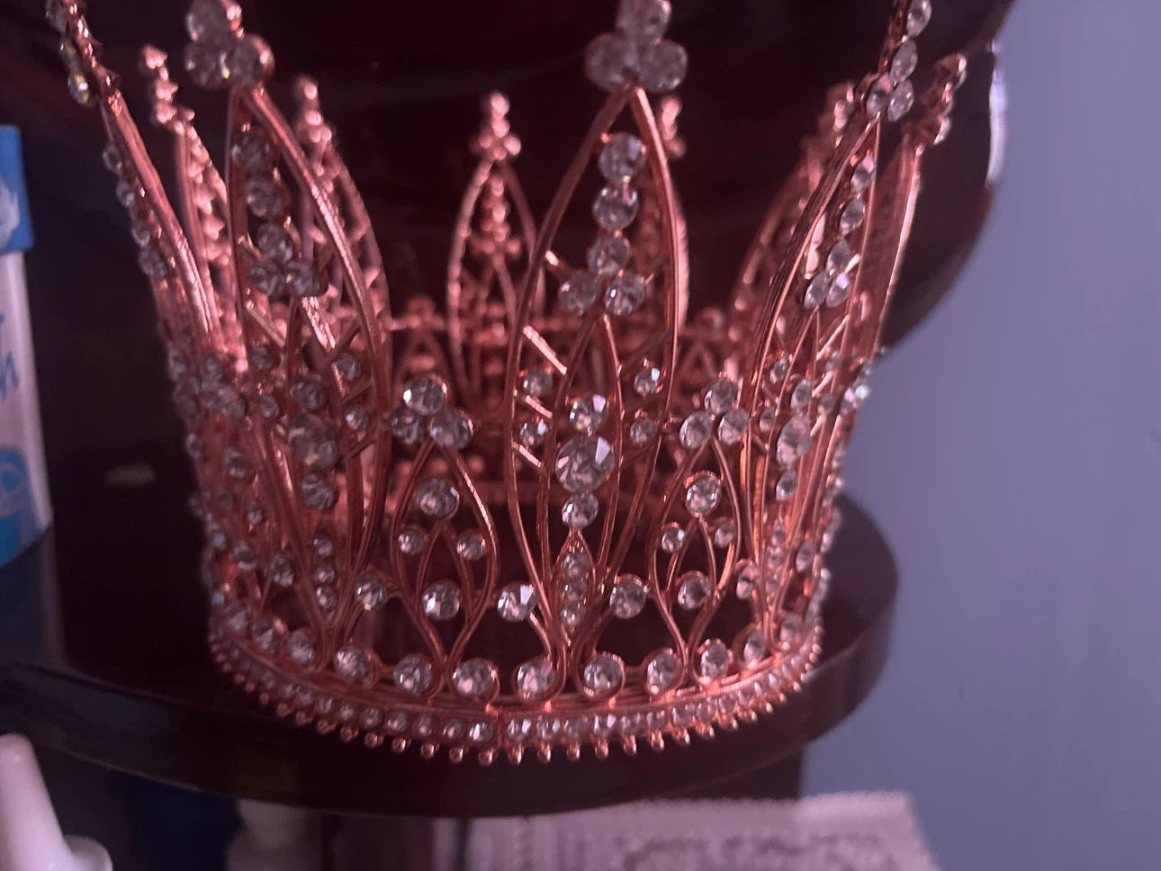 Rose Gold Rhinestone Tiara Crown - photo 2