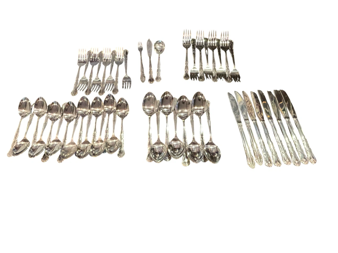Silver Plated Flatware Set - Spoons, Forks, Knives made in Korea
