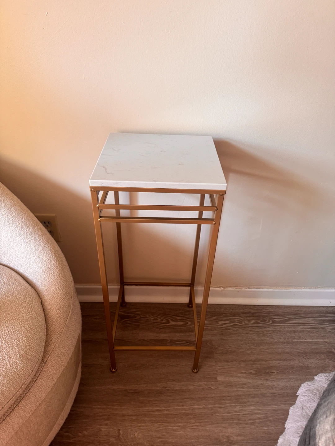 Gold Metal & Marble Top Accent Table - photo 2
