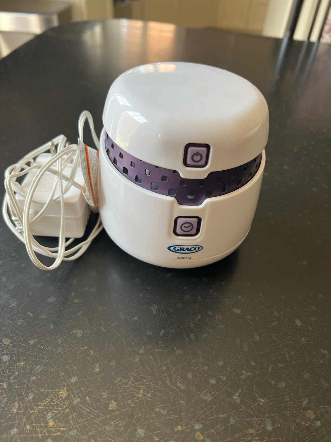 Graco MP3 White/Purple Portable  sound machine Soothing Device