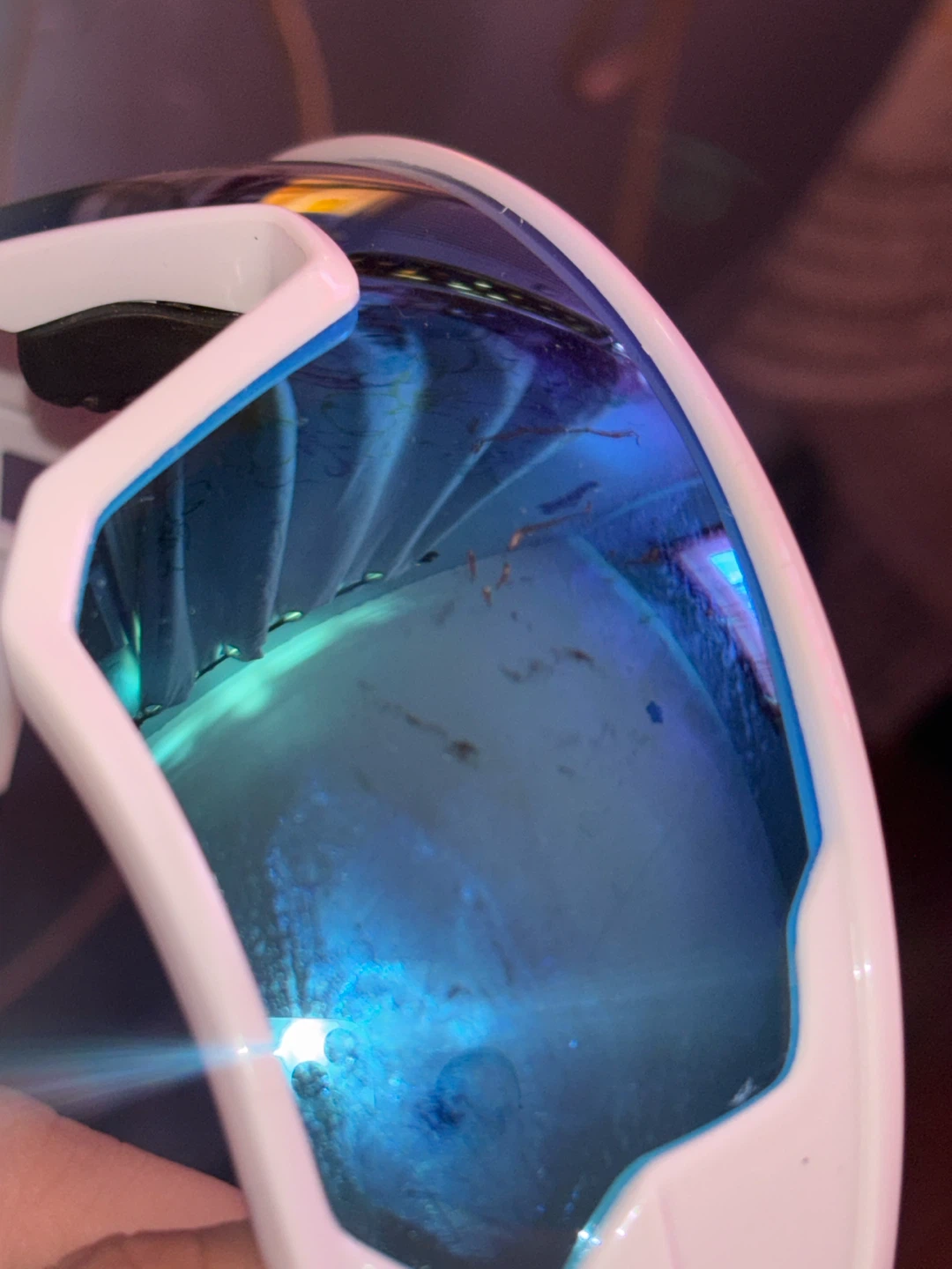 White Sport Sunglasses with Blue Lenses