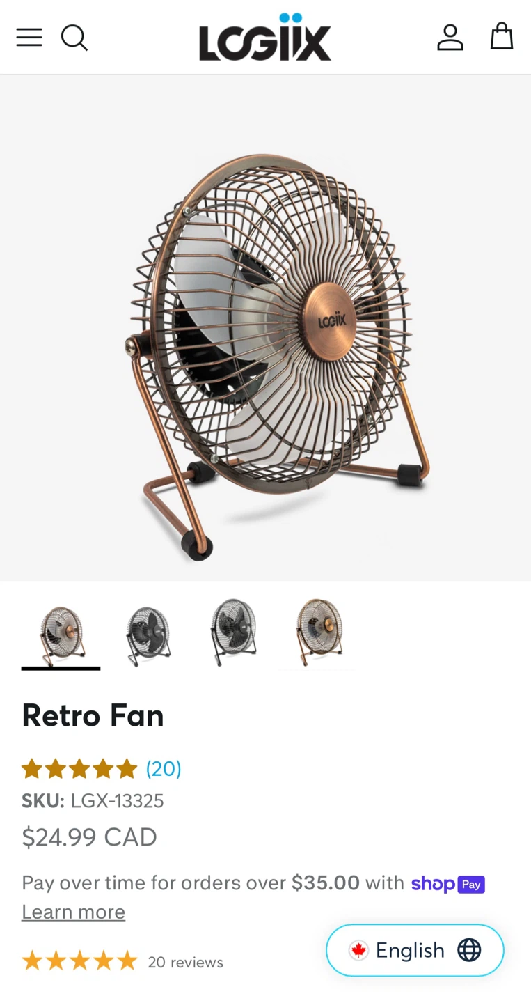 Logiix “Retro Look” USB Mini Table Fan