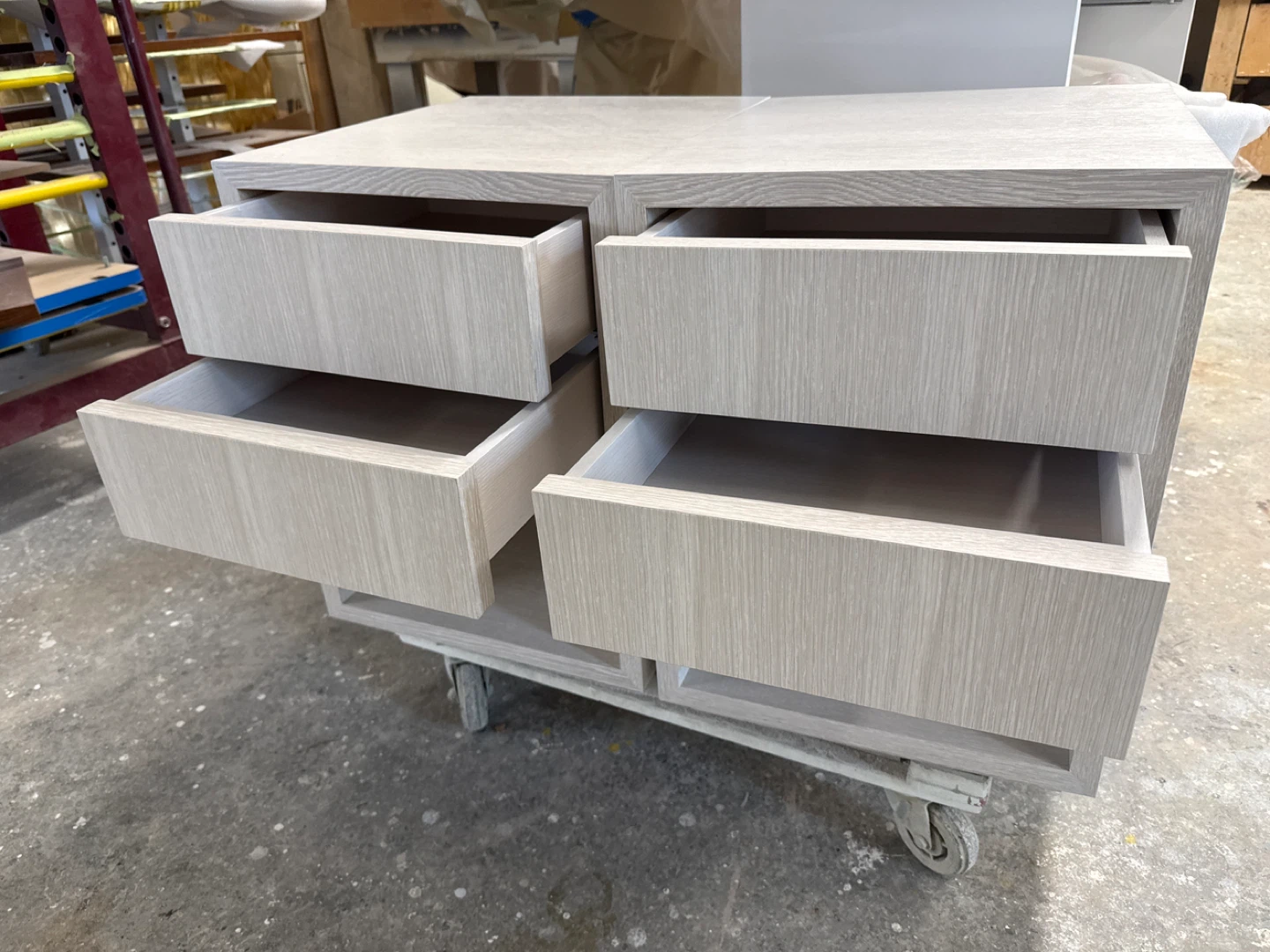 Light Oak Nightstand Set with Drawers and Shelves - photo 2