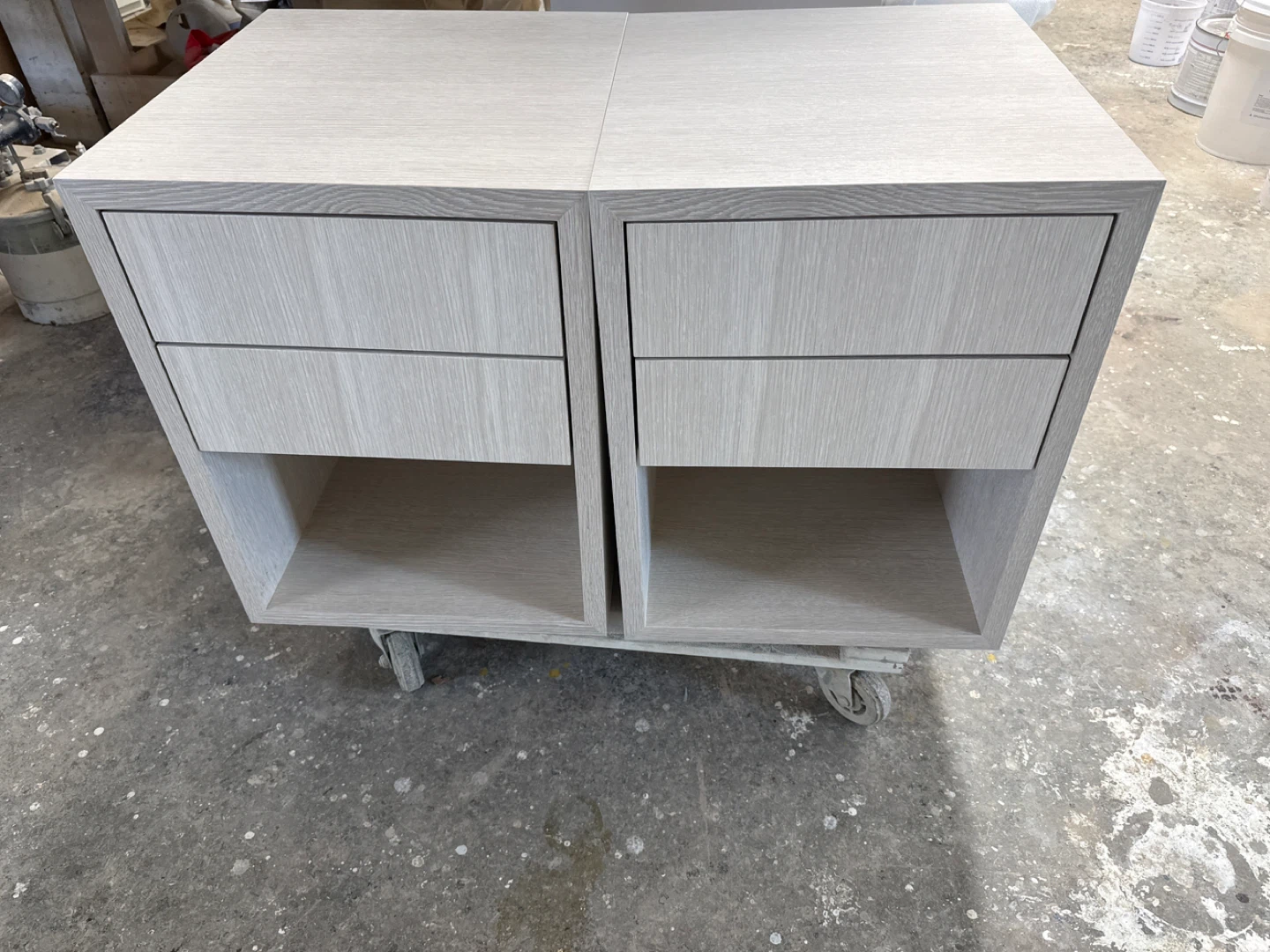 Light Oak Nightstand Set with Drawers and Shelves