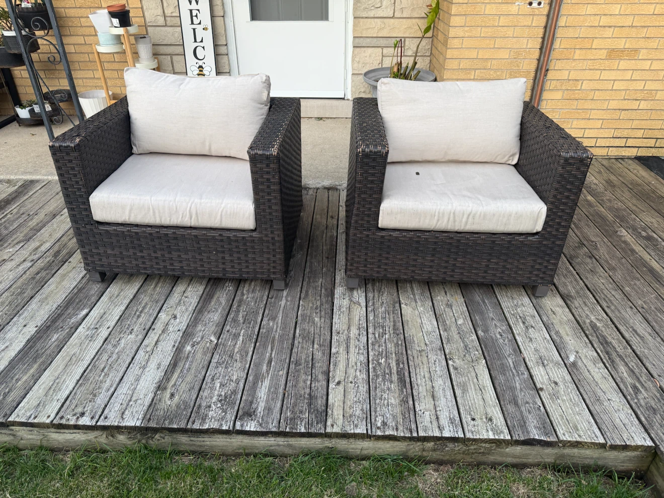 Wicker Armchairs with Cushions (Set of 2)