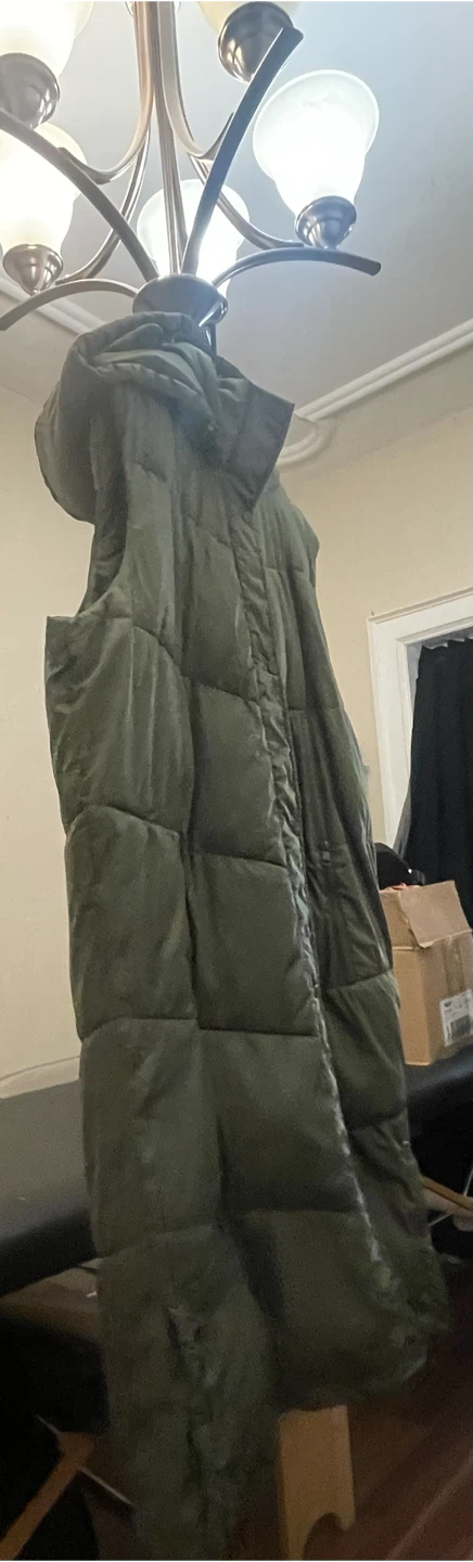 Plus size 2X Longer length Olive Green Puffer Vest with Hood - photo 3