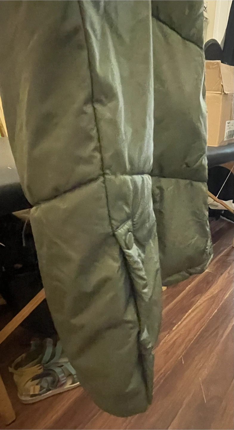Plus size 2X Longer length Olive Green Puffer Vest with Hood - photo 4