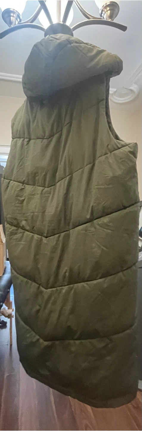 Plus size 2X Longer length Olive Green Puffer Vest with Hood - photo 5