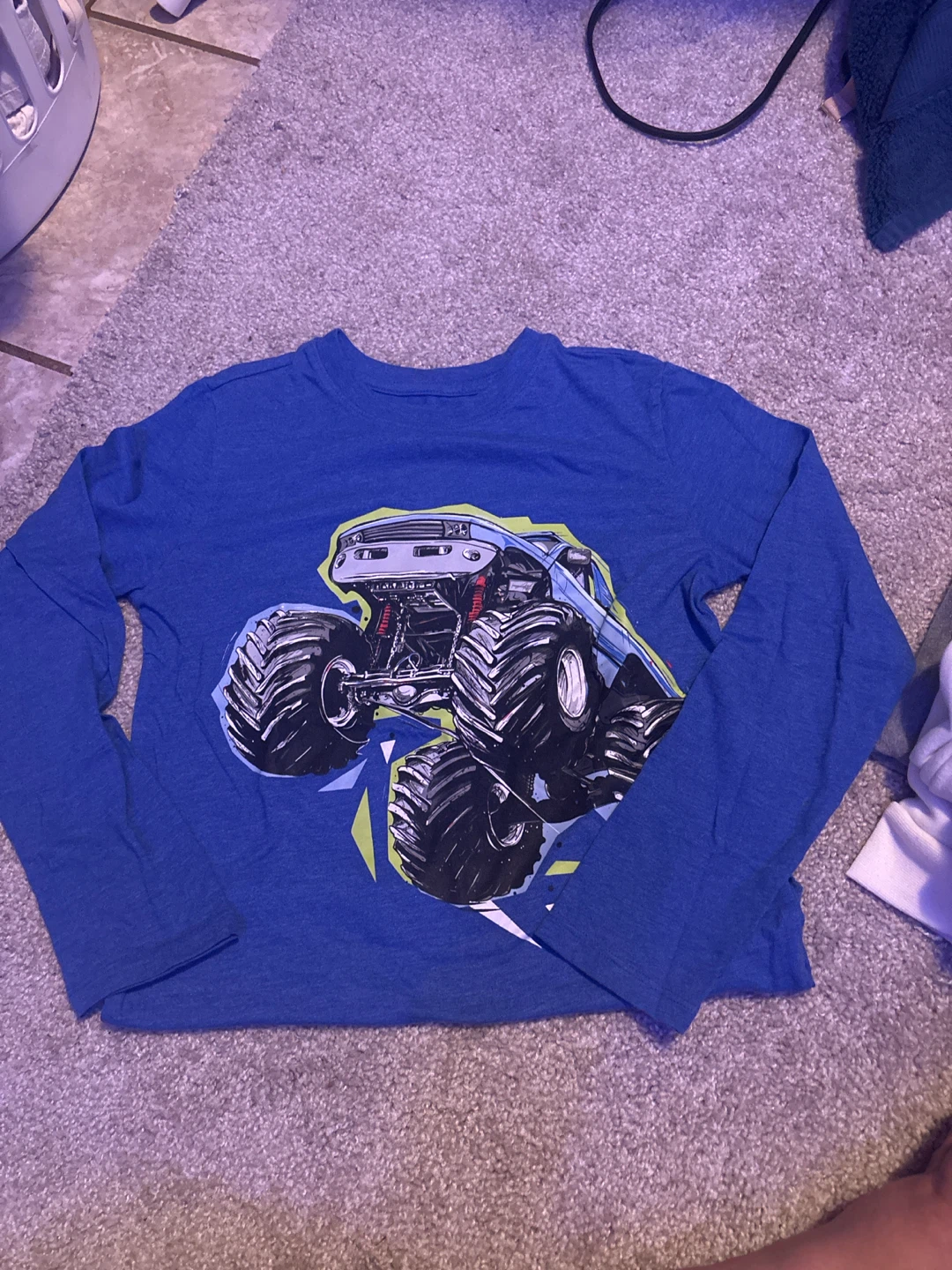 Blue Long Sleeve Monster Truck T-Shirt
