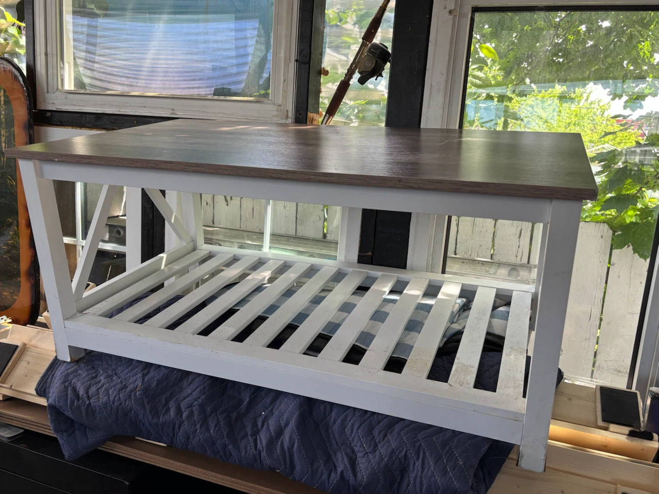 White Coffee Table with Wood Top - photo 4