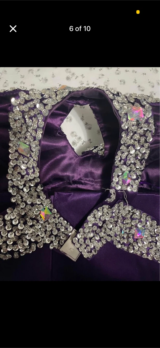 Purple Beaded Halter Prom Dress - photo 5
