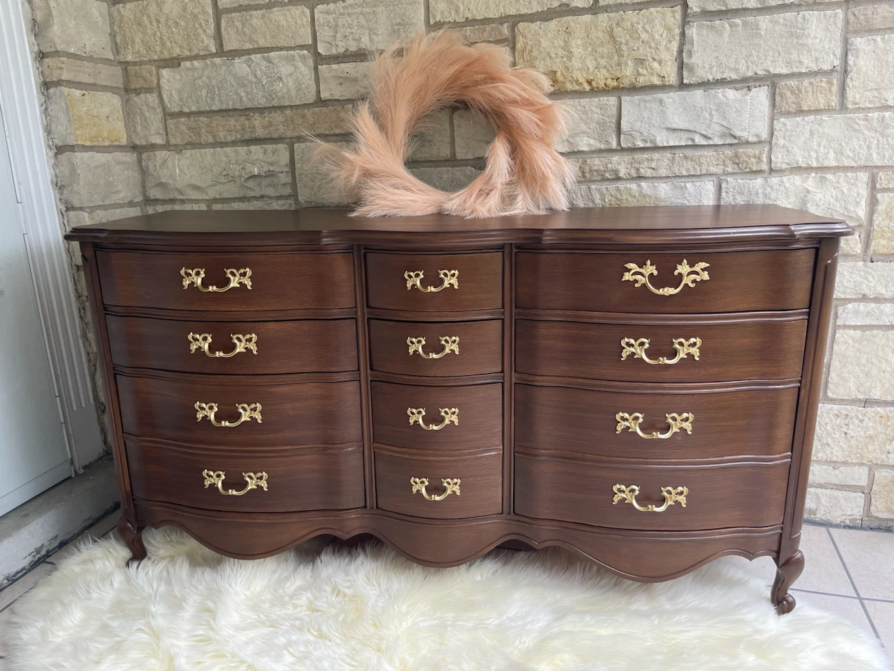 Vintage 9 drawers French Provincial restored in Dark Walnut