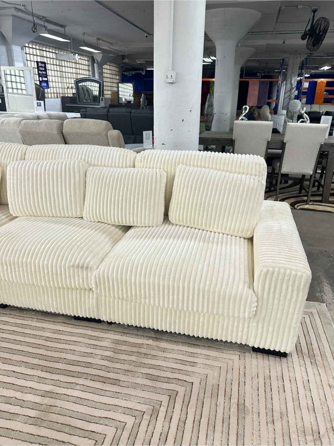 Royal Cream Corduroy Sectional Sofa - photo 2