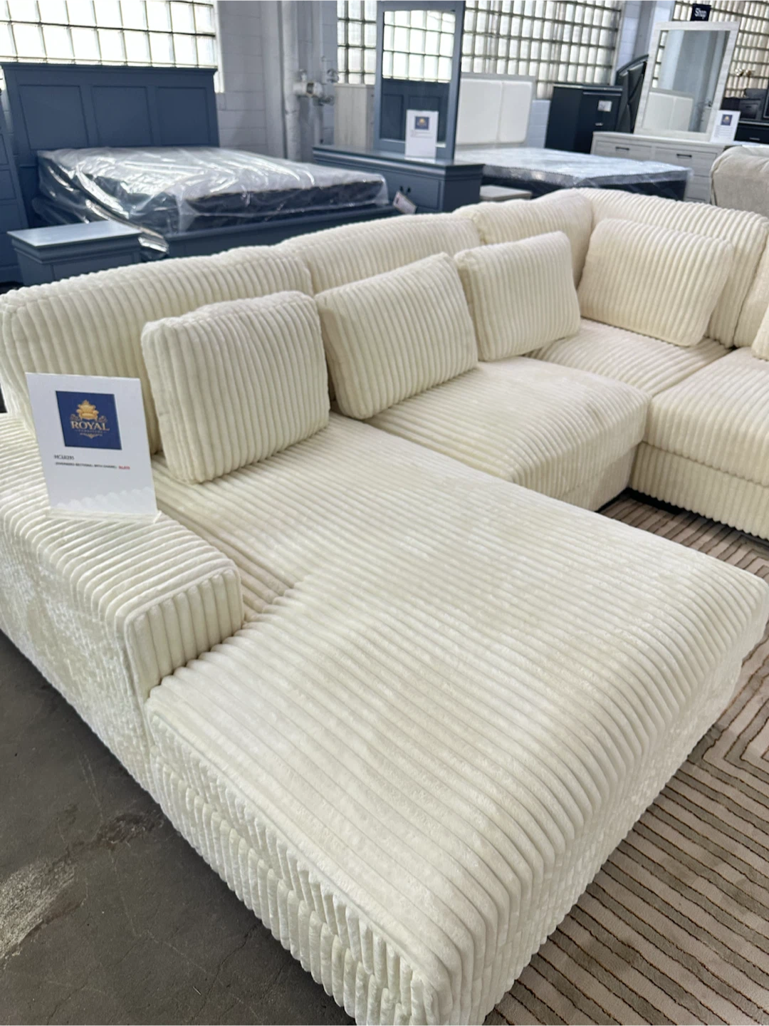 Royal Cream Corduroy Sectional Sofa - photo 3