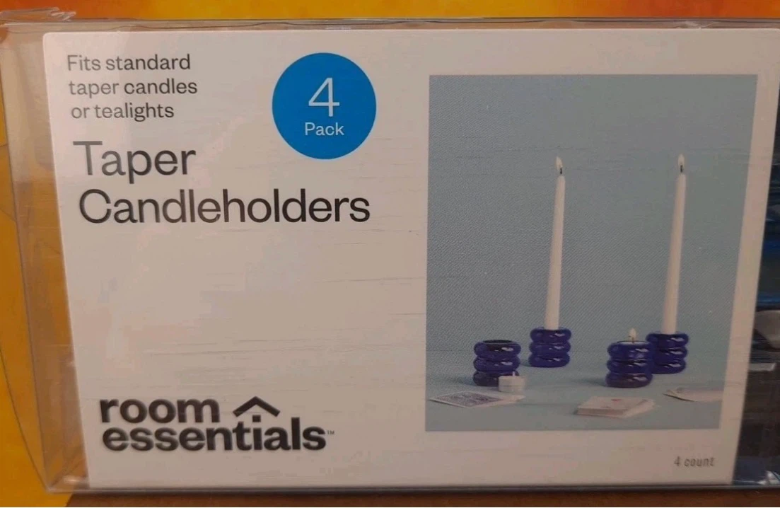 Set of 4 Blue Bubble Glass taper candle holders. - photo 2