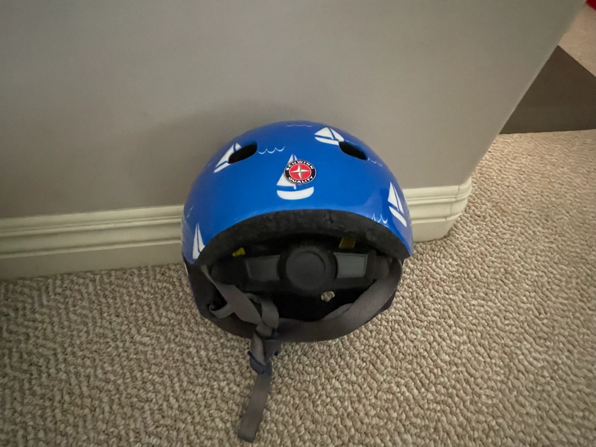 Blue Kids Bike Helmet with Sailboats - photo 2