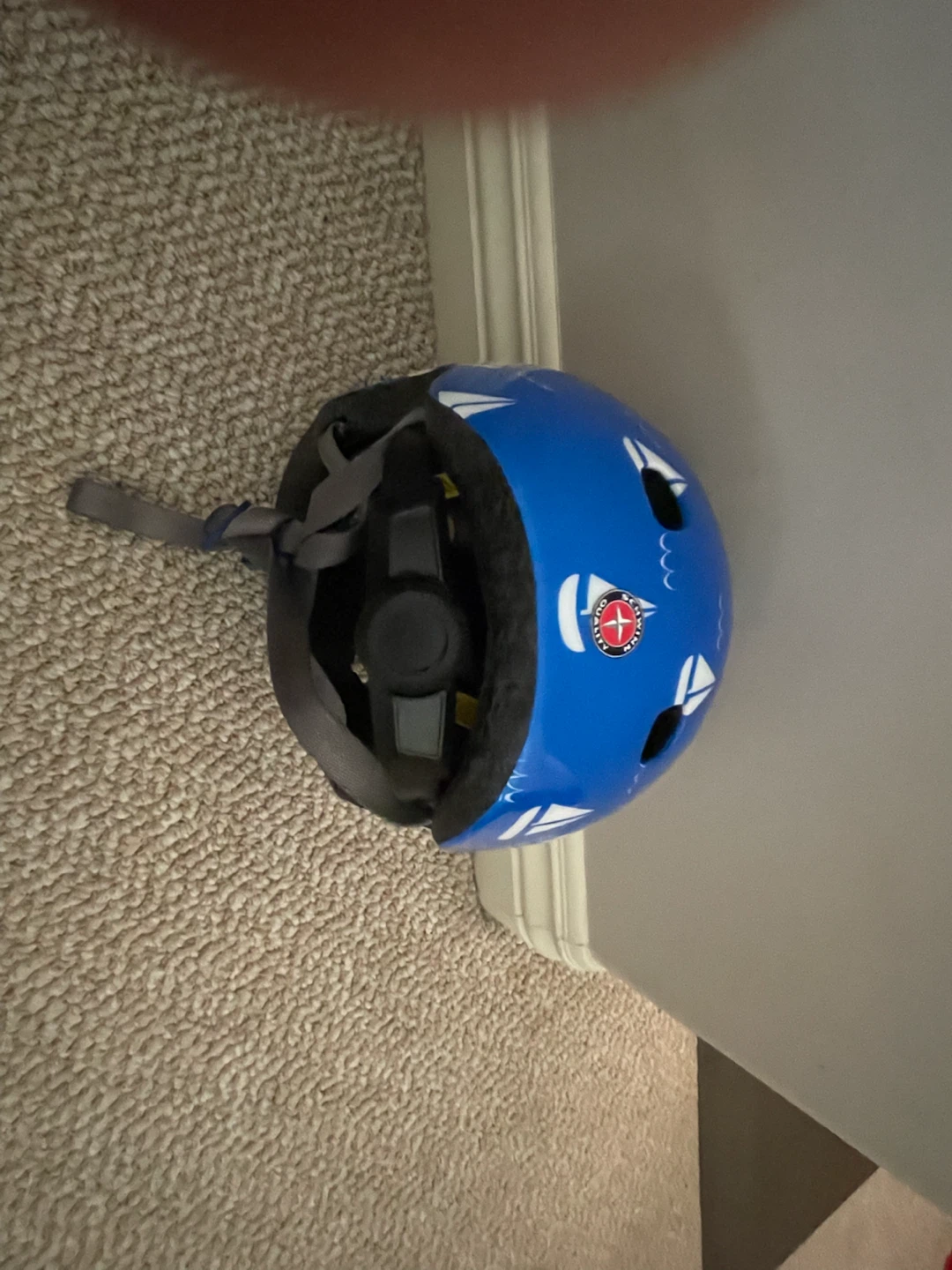 Blue Kids Bike Helmet with Sailboats - photo 4