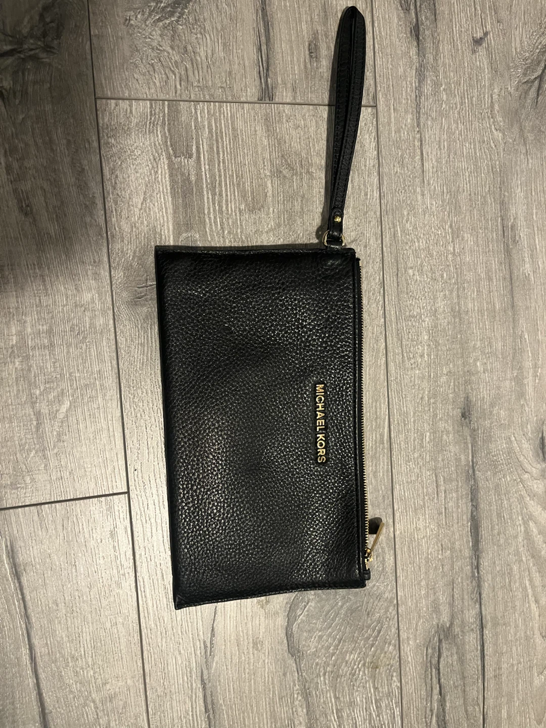 Michael Kors Black Leather Wristlet Clutch