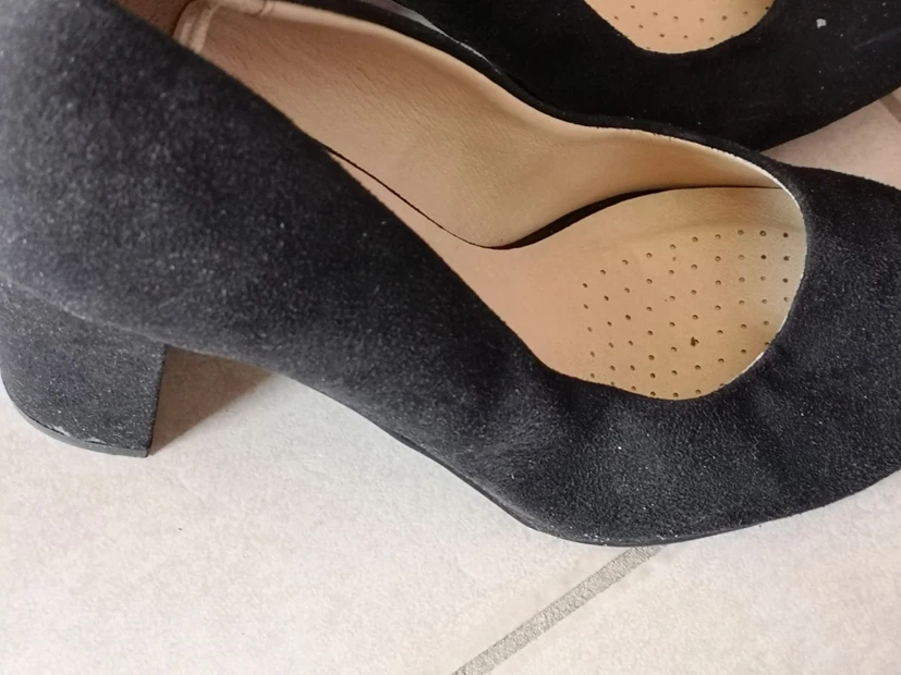 Black Suede Block Heel Pumps