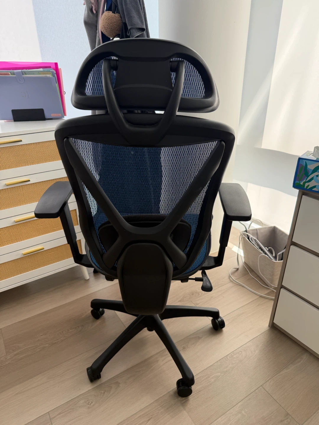 Ergonomic Mesh Office Chair with Headrest - Blue - photo 3