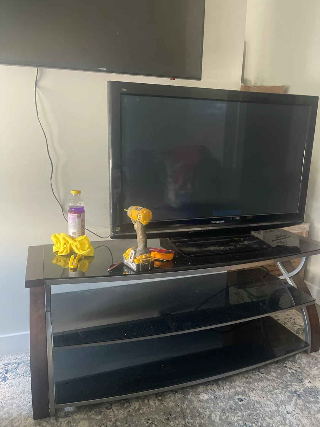 Panasonic Flat Screen TV and Entertainment Stand