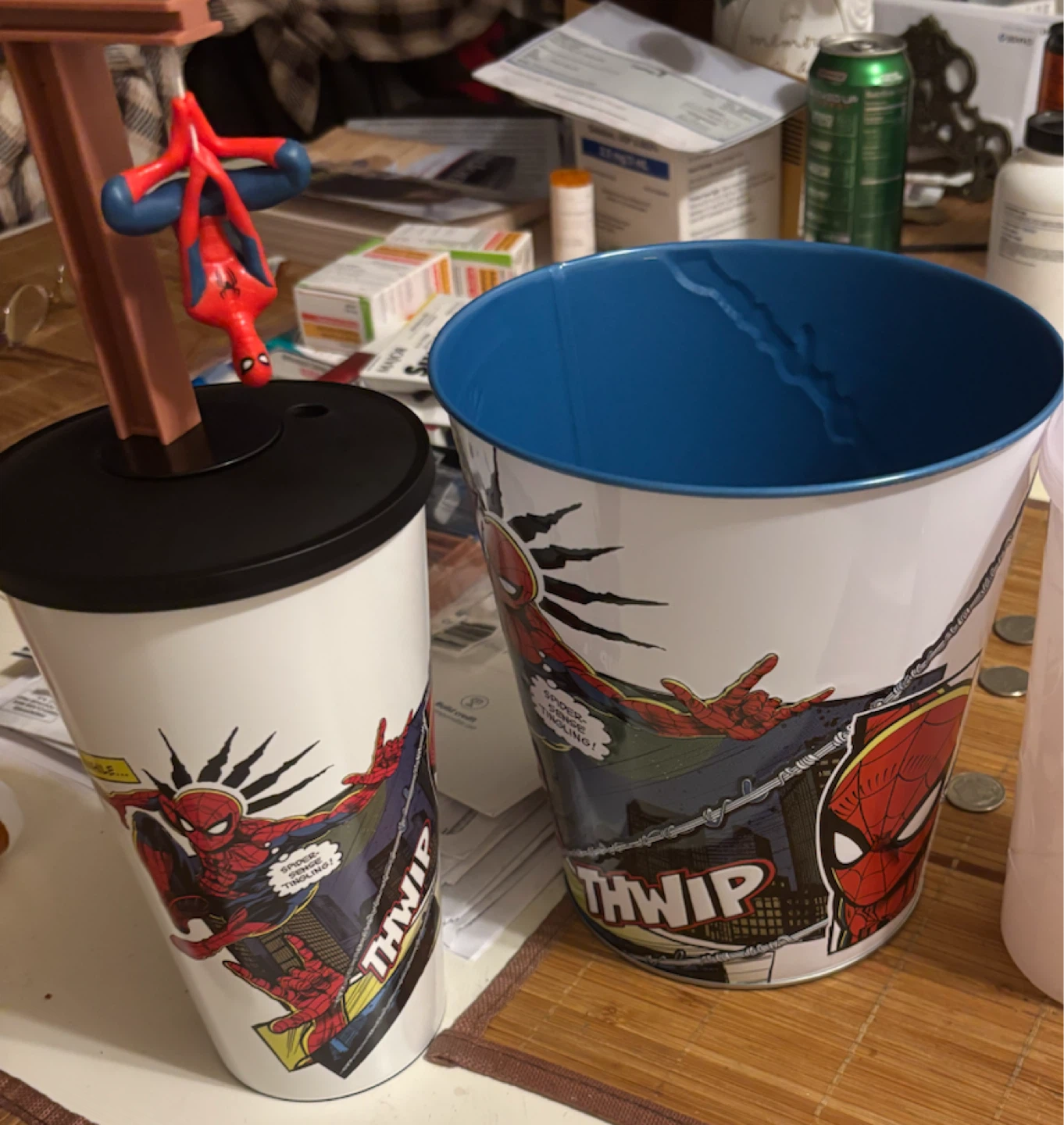 Spider-Man Tumbler and Trash Can Set