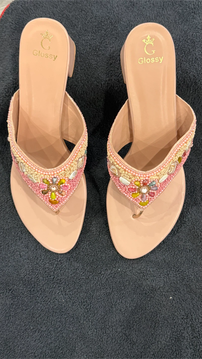 Brand New Indian Party Wear Heels - Golden & Pink - 2 Pairs