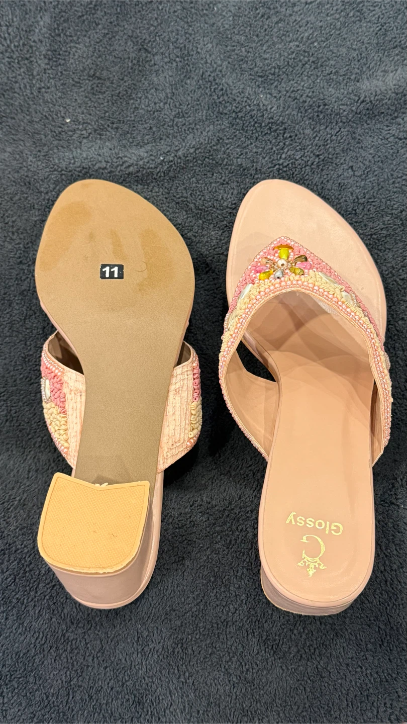 Brand New Indian Party Wear Heels - Golden & Pink - 2 Pairs - photo 2