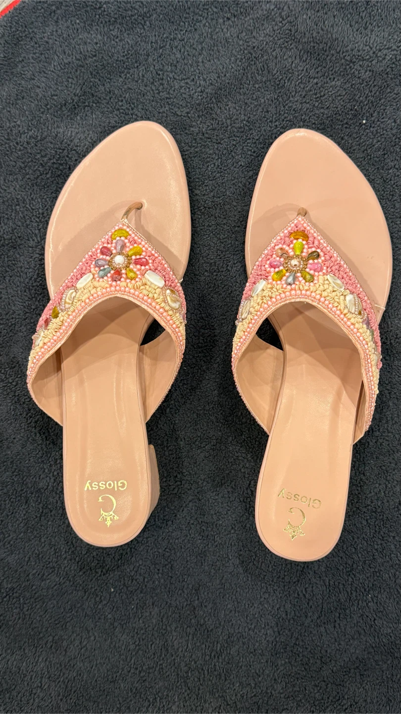 Brand New Indian Party Wear Heels - Golden & Pink - 2 Pairs - photo 4