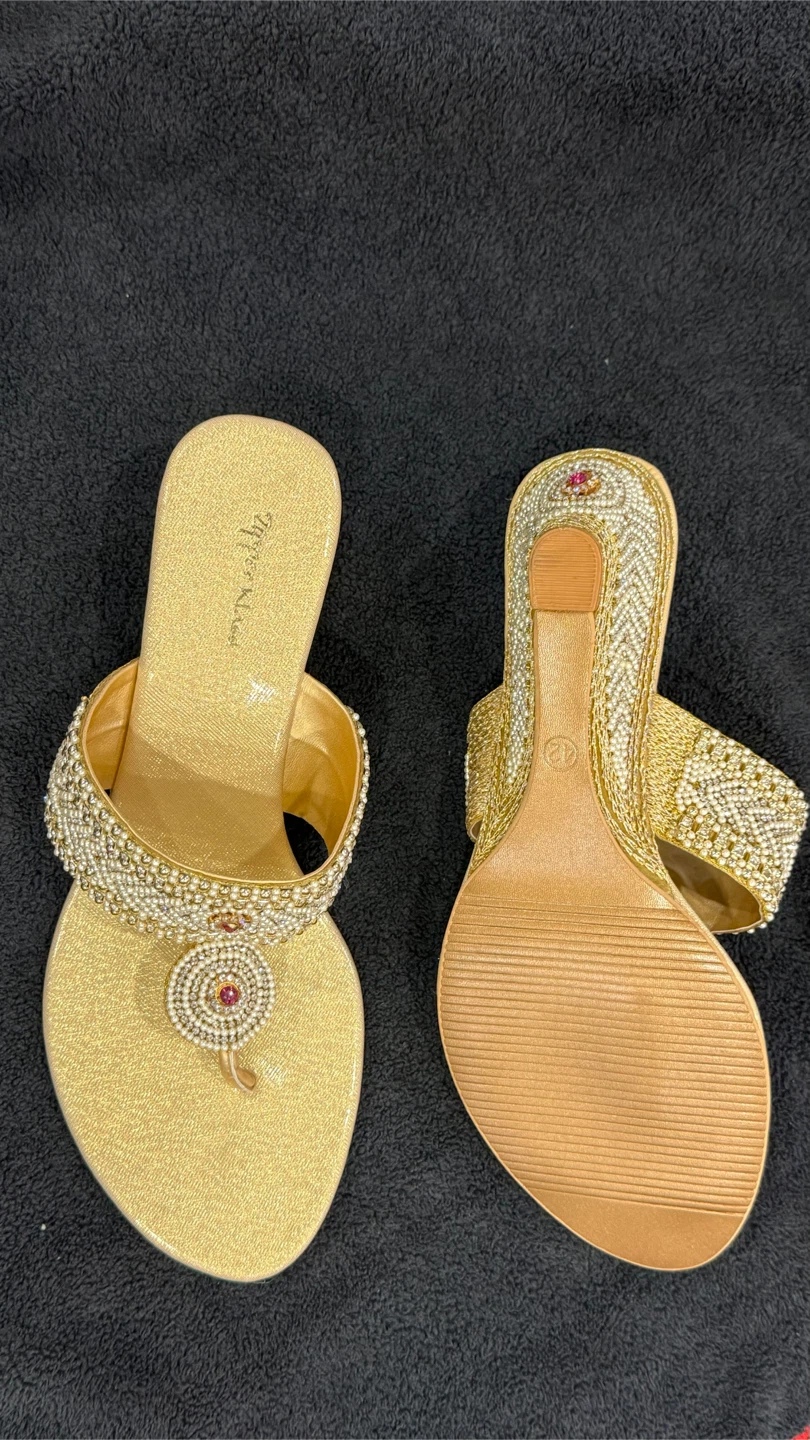 Brand New Indian Party Wear Heels - Golden & Pink - 2 Pairs - photo 5