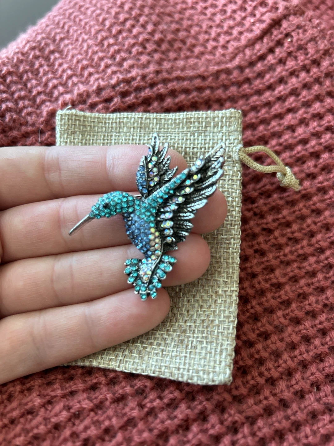 Hummingbird Brooch with Rhinestones - photo 3