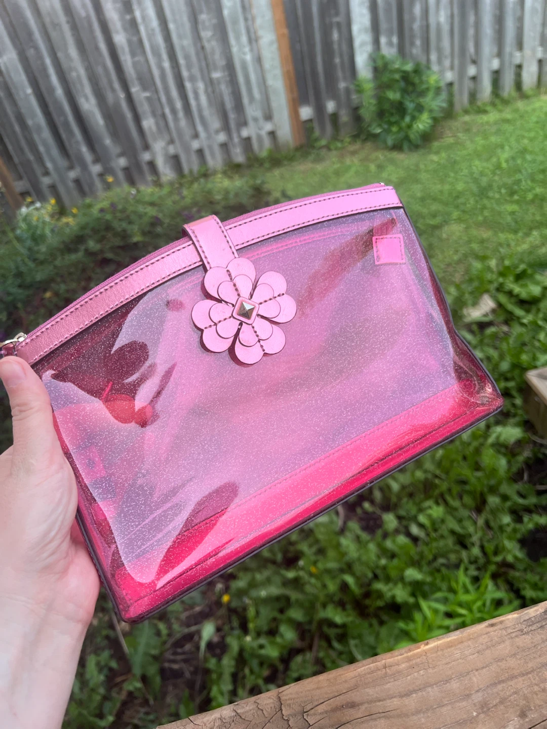 Kate Spade Pink Glitter Cosmetic Bag