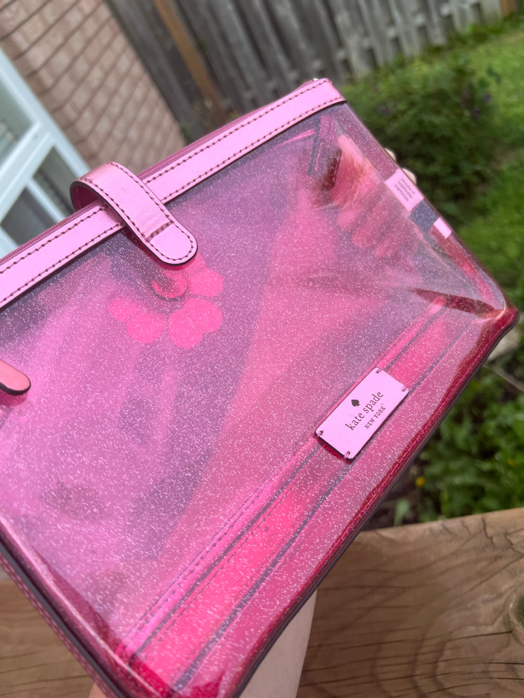 Kate Spade Pink Glitter Cosmetic Bag - photo 2