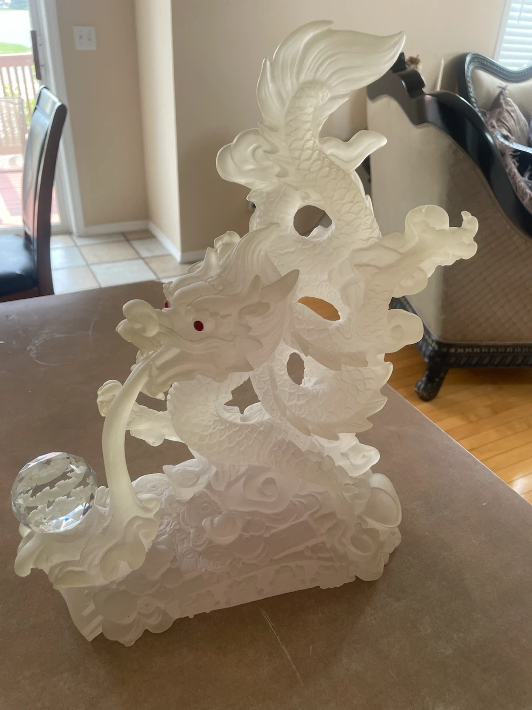 Frosted Glass Dragon with Crystal Ball Figurine - photo 2