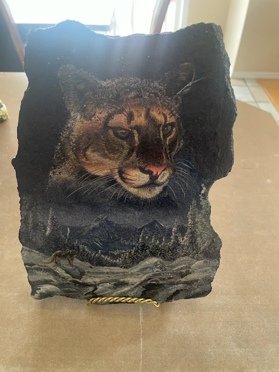 Cougar and Wolf Landscape Art Plaque - photo 2
