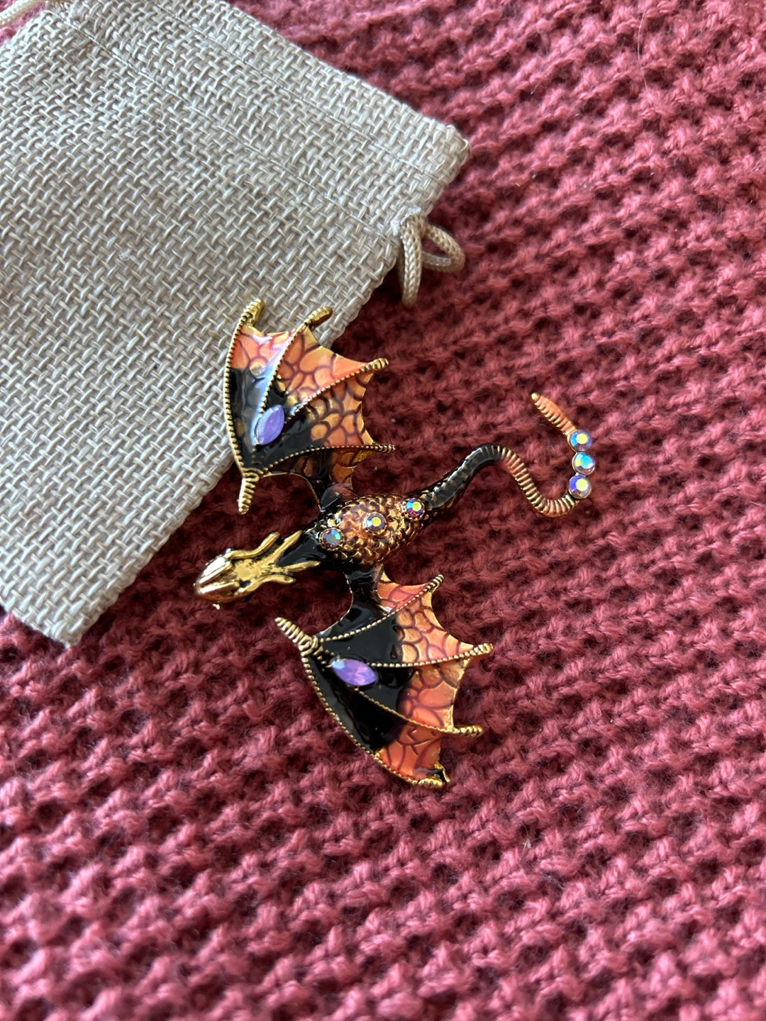 Dragon Brooch Pin with Rhinestones