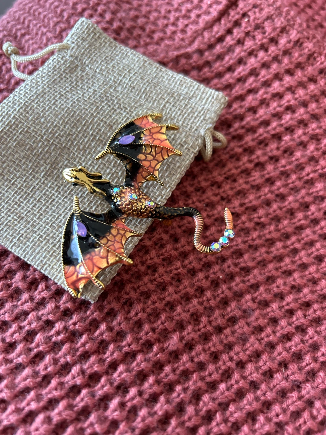 Dragon Brooch Pin with Rhinestones - photo 2