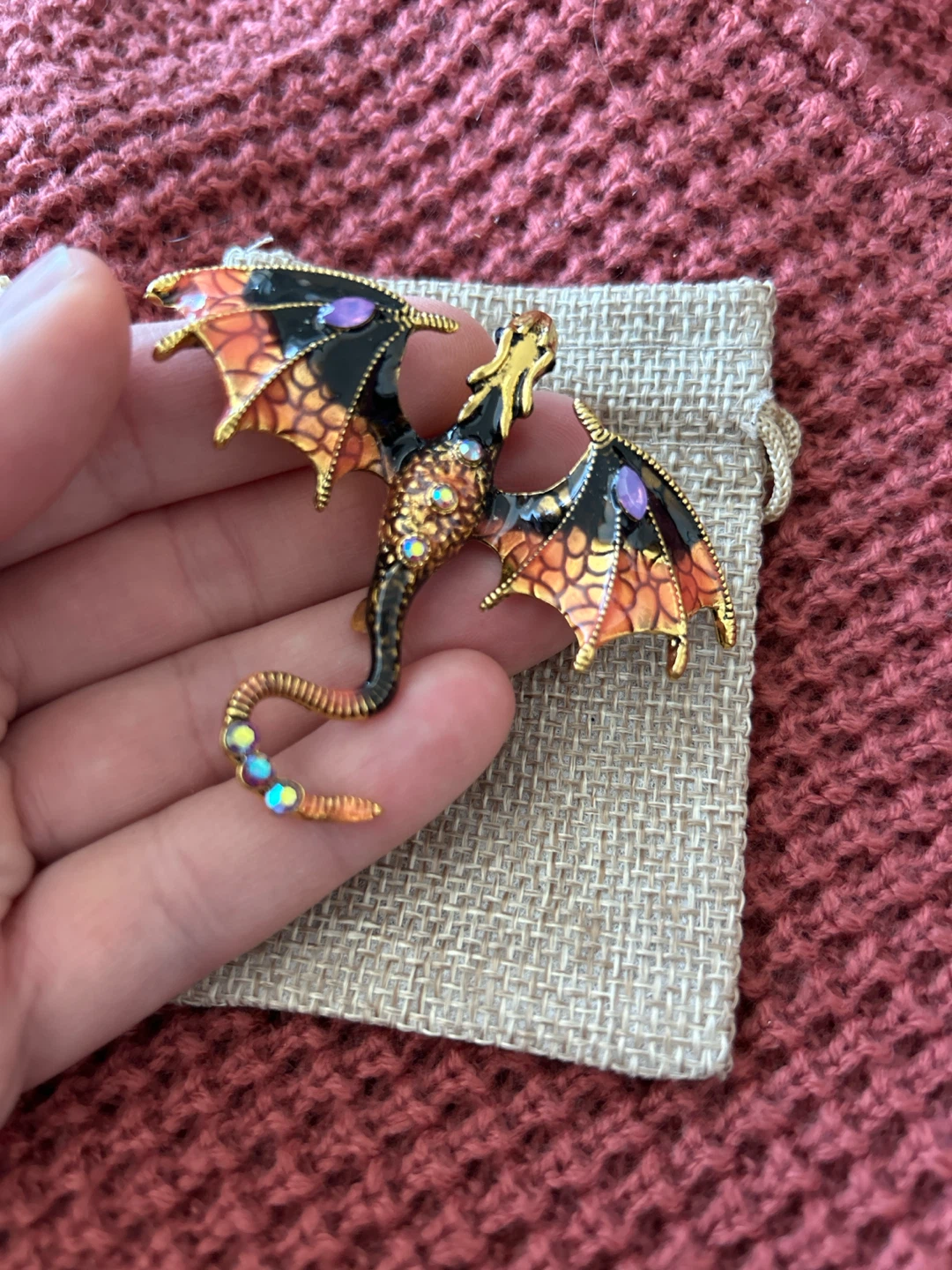 Dragon Brooch Pin with Rhinestones - photo 4