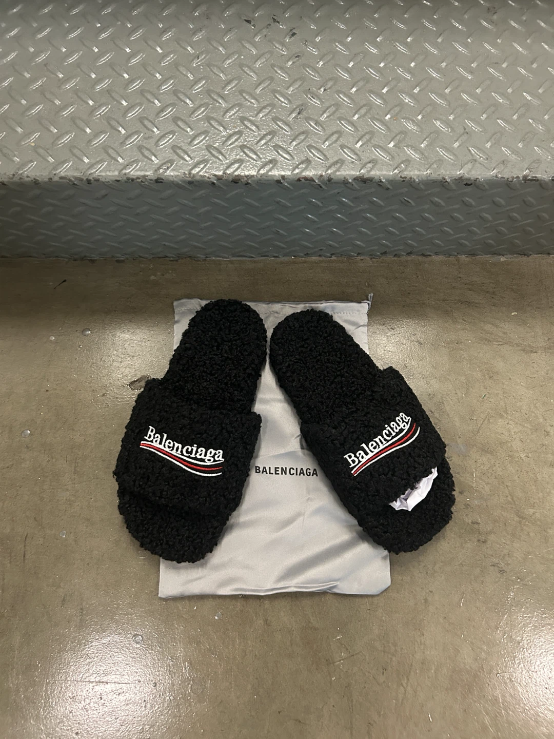 Balenciaga Black Furry Slides - photo 2