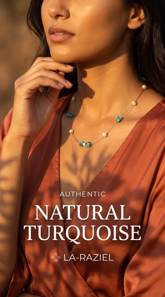 LA-RAZIEL Natural Turquoise & Pearl Necklace