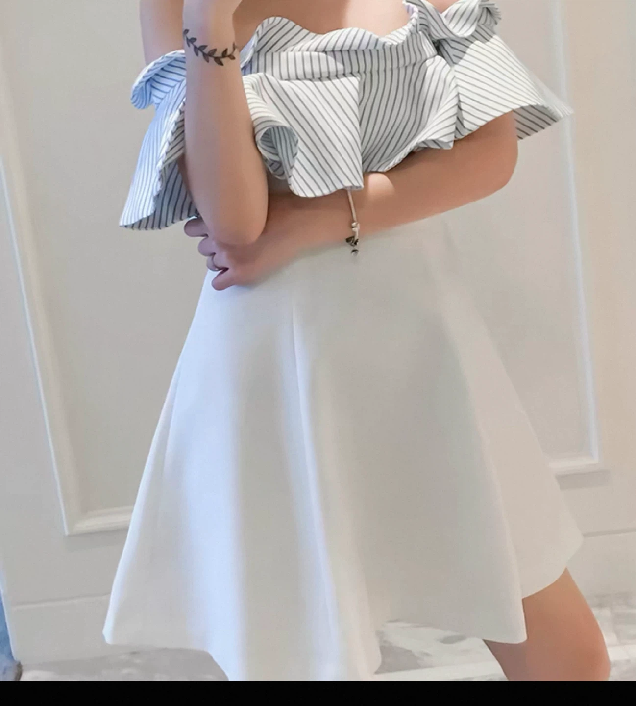 White and Blue Striped Ruffle Dress - photo 4