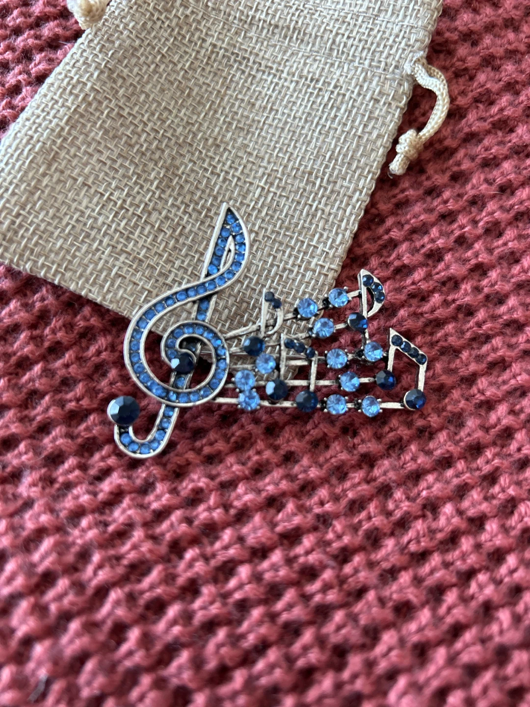 Sparkly Treble Clef and Music Notes Brooch