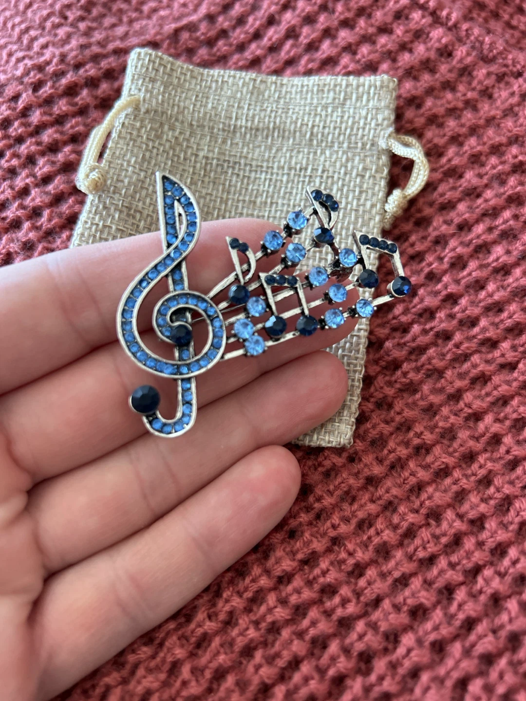 Sparkly Treble Clef and Music Notes Brooch - photo 3