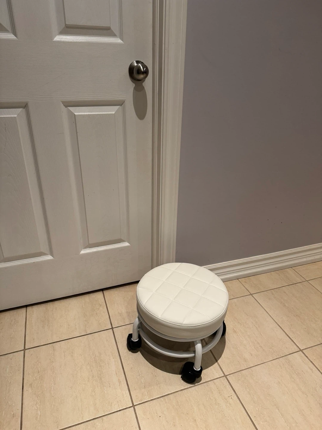 White Rolling Stool