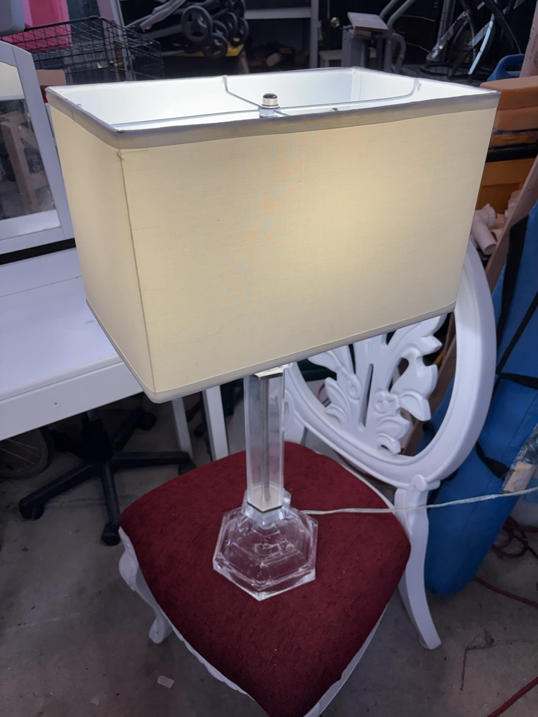 Clear Acrylic and Glass Table Lamp
