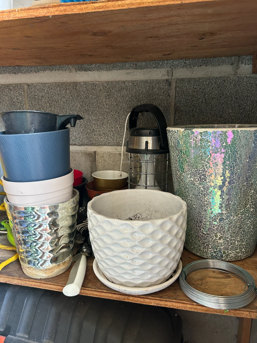 Assorted Plant Pots and Wire