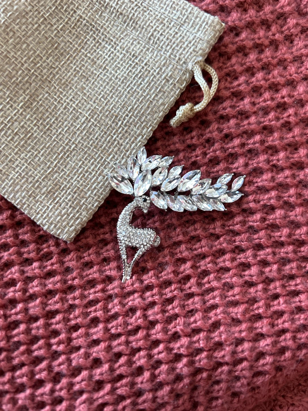 Sparkly Deer Brooch with Rhinestones