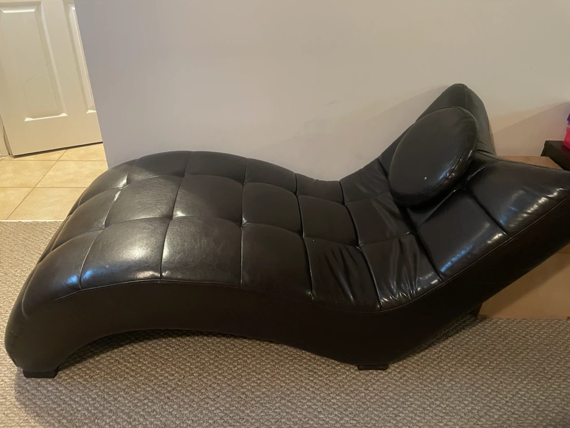 Dark Brown/ black  Faux Leather Chaise Lounge