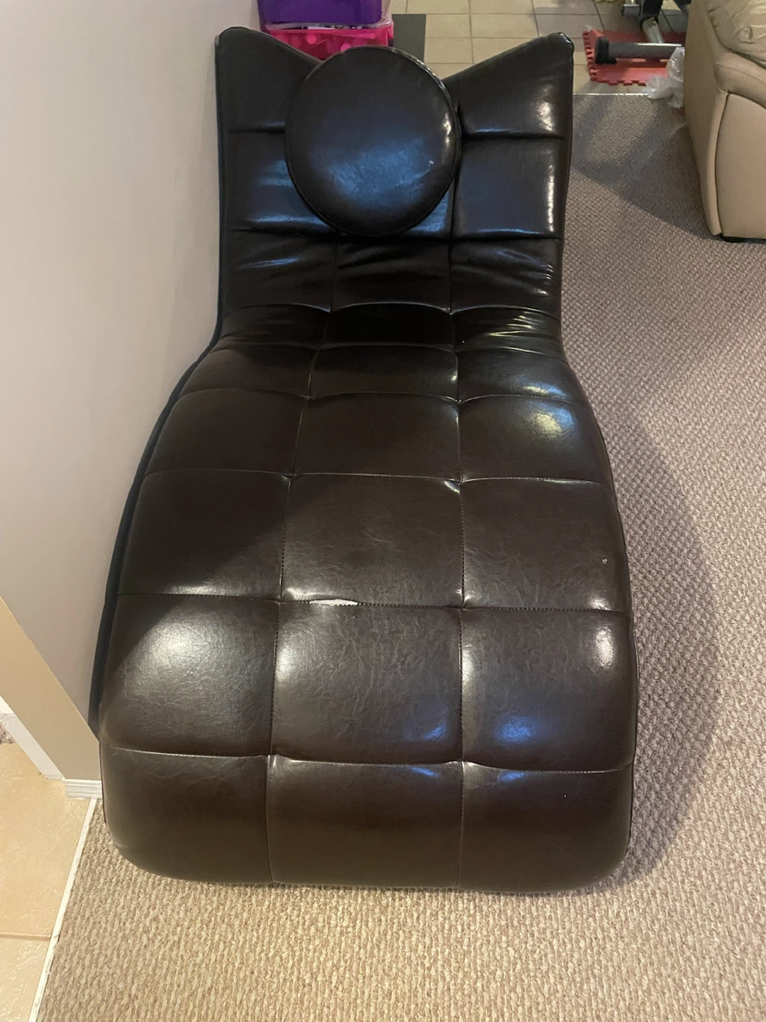 Dark Brown/ black  Faux Leather Chaise Lounge - photo 2